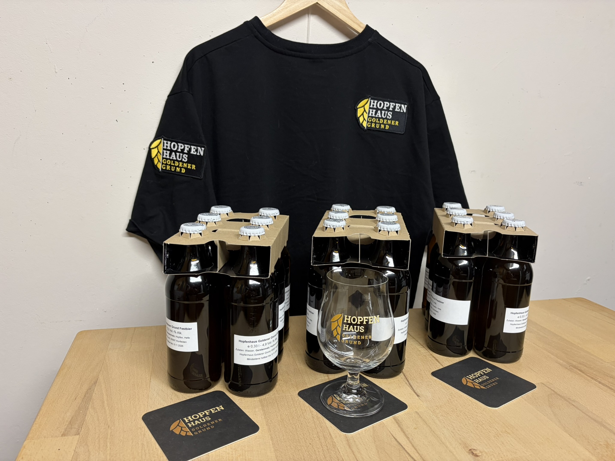 Hopfenhaus Goldener Grund – Bier, Gläser und Marke